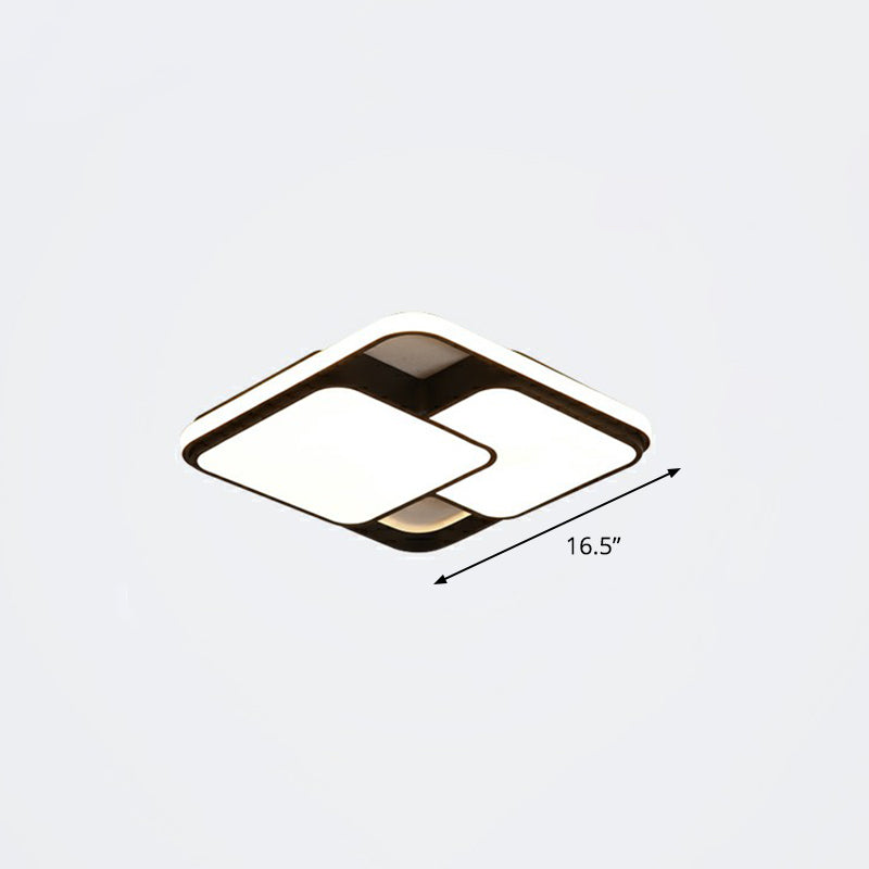 Overlapping Ceiling Flush Light Nordic Acrylic Bedroom LED Flush-Mount Light Fixture Black 16.5" Remote Control Stepless Dimming Clearhalo 'Ceiling Lights' 'Close To Ceiling Lights' 'Close to ceiling' 'Flush mount' Lighting' 2336338