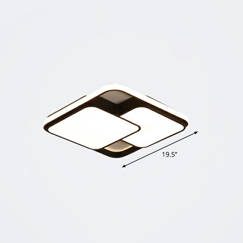 Overlapping Ceiling Flush Light Nordic Acrylic Bedroom LED Flush-Mount Light Fixture Black 19.5" Remote Control Stepless Dimming Clearhalo 'Ceiling Lights' 'Close To Ceiling Lights' 'Close to ceiling' 'Flush mount' Lighting' 2336342