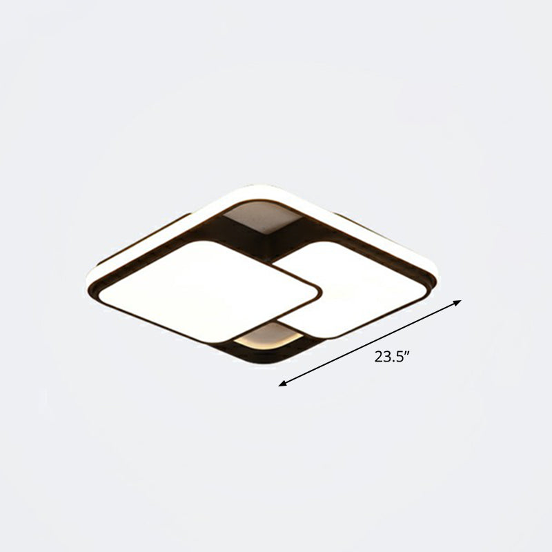 Overlapping Ceiling Flush Light Nordic Acrylic Bedroom LED Flush-Mount Light Fixture Black 23.5" Warm Clearhalo 'Ceiling Lights' 'Close To Ceiling Lights' 'Close to ceiling' 'Flush mount' Lighting' 2336345