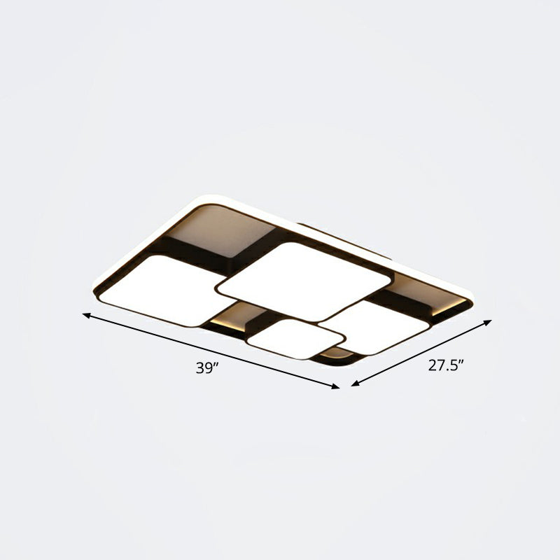 Overlapping Ceiling Flush Light Nordic Acrylic Bedroom LED Flush-Mount Light Fixture Black 39" Remote Control Stepless Dimming Clearhalo 'Ceiling Lights' 'Close To Ceiling Lights' 'Close to ceiling' 'Flush mount' Lighting' 2336350