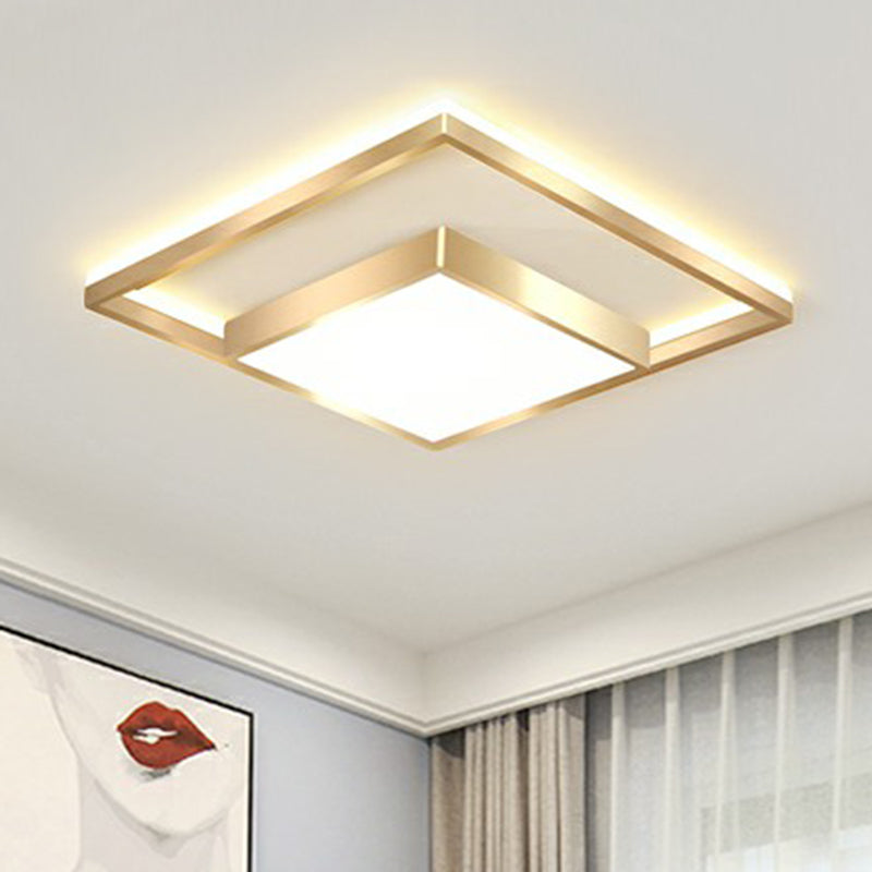 Modern Square LED Flush Light Fixture Acrylic Bedroom Ceiling Mounted Lamp in Gold Clearhalo 'Ceiling Lights' 'Close To Ceiling Lights' 'Close to ceiling' 'Flush mount' Lighting' 2336361