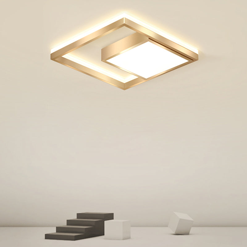 Modern Square LED Flush Light Fixture Acrylic Bedroom Ceiling Mounted Lamp in Gold Clearhalo 'Ceiling Lights' 'Close To Ceiling Lights' 'Close to ceiling' 'Flush mount' Lighting' 2336364