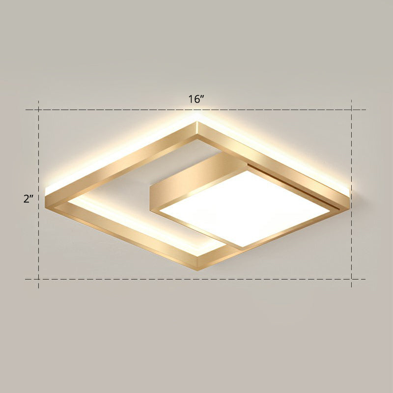 Modern Square LED Flush Light Fixture Acrylic Bedroom Ceiling Mounted Lamp in Gold Gold 16" Remote Control Stepless Dimming Clearhalo 'Ceiling Lights' 'Close To Ceiling Lights' 'Close to ceiling' 'Flush mount' Lighting' 2336365