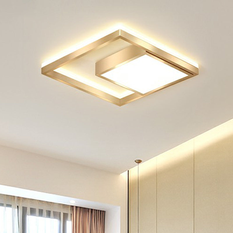 Modern Square LED Flush Light Fixture Acrylic Bedroom Ceiling Mounted Lamp in Gold Clearhalo 'Ceiling Lights' 'Close To Ceiling Lights' 'Close to ceiling' 'Flush mount' Lighting' 2336366