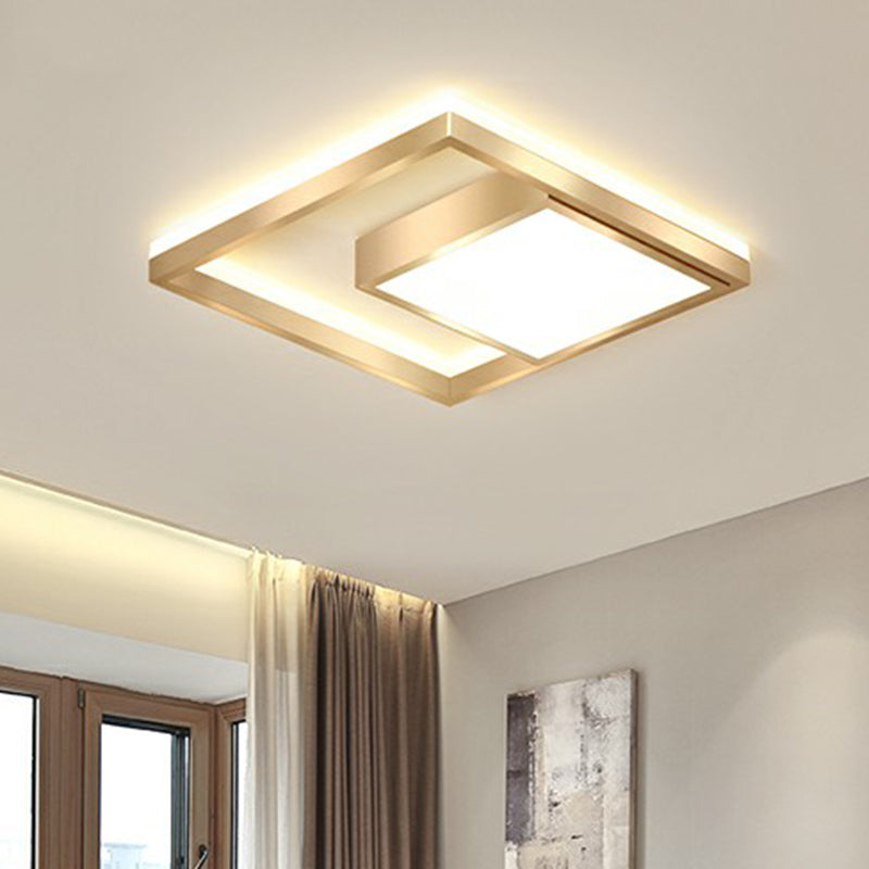 Modern Square LED Flush Light Fixture Acrylic Bedroom Ceiling Mounted Lamp in Gold Clearhalo 'Ceiling Lights' 'Close To Ceiling Lights' 'Close to ceiling' 'Flush mount' Lighting' 2336368