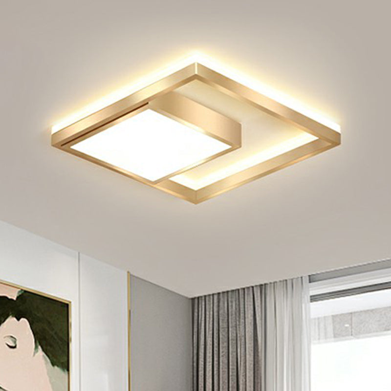 Modern Square LED Flush Light Fixture Acrylic Bedroom Ceiling Mounted Lamp in Gold Clearhalo 'Ceiling Lights' 'Close To Ceiling Lights' 'Close to ceiling' 'Flush mount' Lighting' 2336370