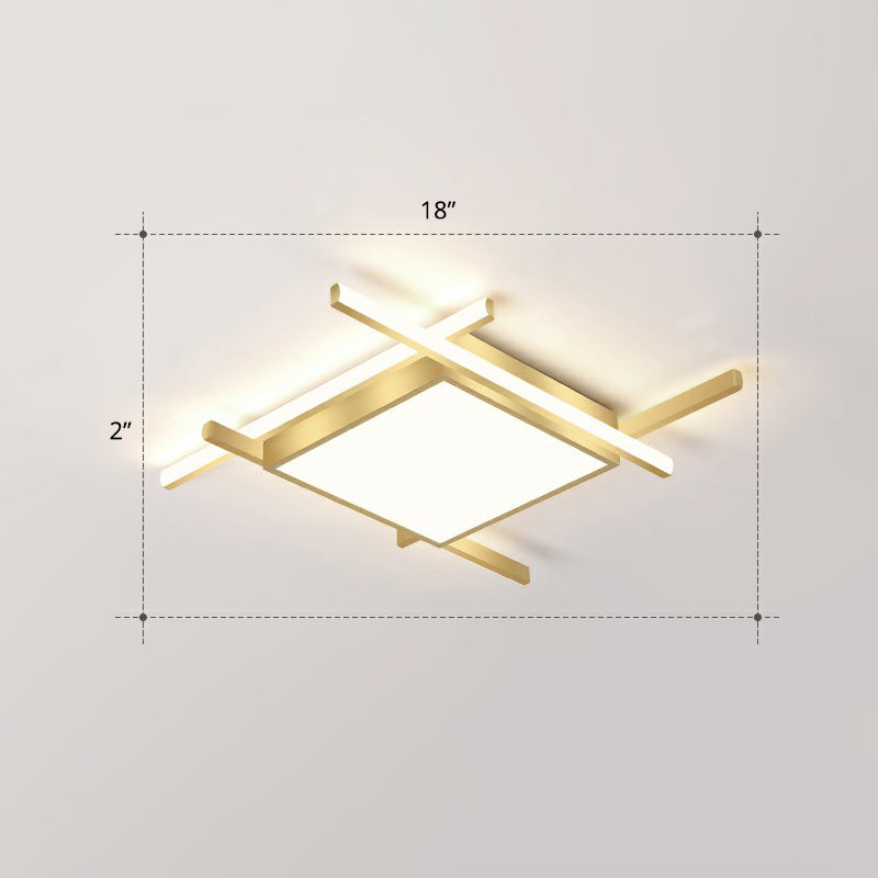 Minimalism Square Flush Mount Ceiling Fixture Metal Bedroom Flushmount Light in Gold Gold 18" Remote Control Stepless Dimming Clearhalo 'Ceiling Lights' 'Close To Ceiling Lights' 'Close to ceiling' 'Flush mount' Lighting' 2336376