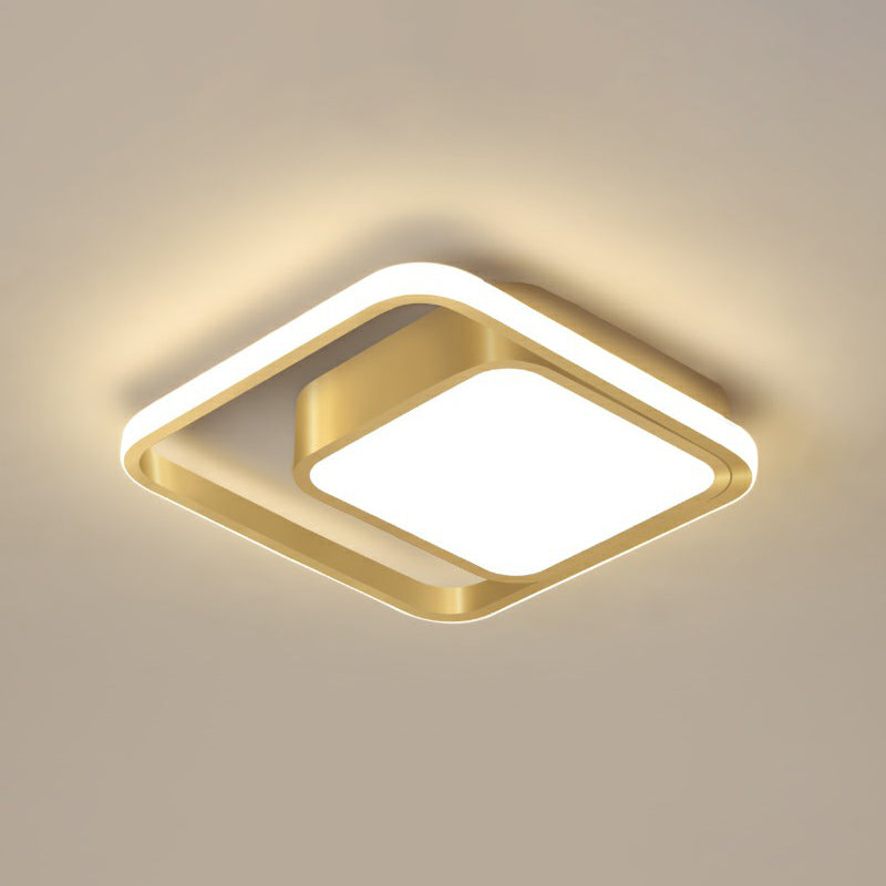 Square Hallway Flush Mounted Lamp Acrylic Minimalist LED Ceiling Light Fixture in Gold Gold Third Gear Clearhalo 'Ceiling Lights' 'Close To Ceiling Lights' 'Close to ceiling' 'Flush mount' Lighting' 2336384