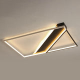 Rectangle Lounge LED Ceiling Light Acrylic Modernism Flush Mount Light in Black and White Black 35.5" Third Gear Clearhalo 'Ceiling Lights' 'Close To Ceiling Lights' 'Close to ceiling' 'Flush mount' Lighting' 2336397