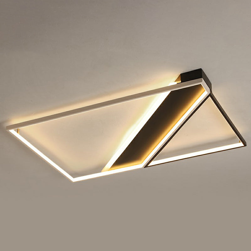Rectangle Lounge LED Ceiling Light Acrylic Modernism Flush Mount Light in Black and White Black 41" Natural Clearhalo 'Ceiling Lights' 'Close To Ceiling Lights' 'Close to ceiling' 'Flush mount' Lighting' 2336398