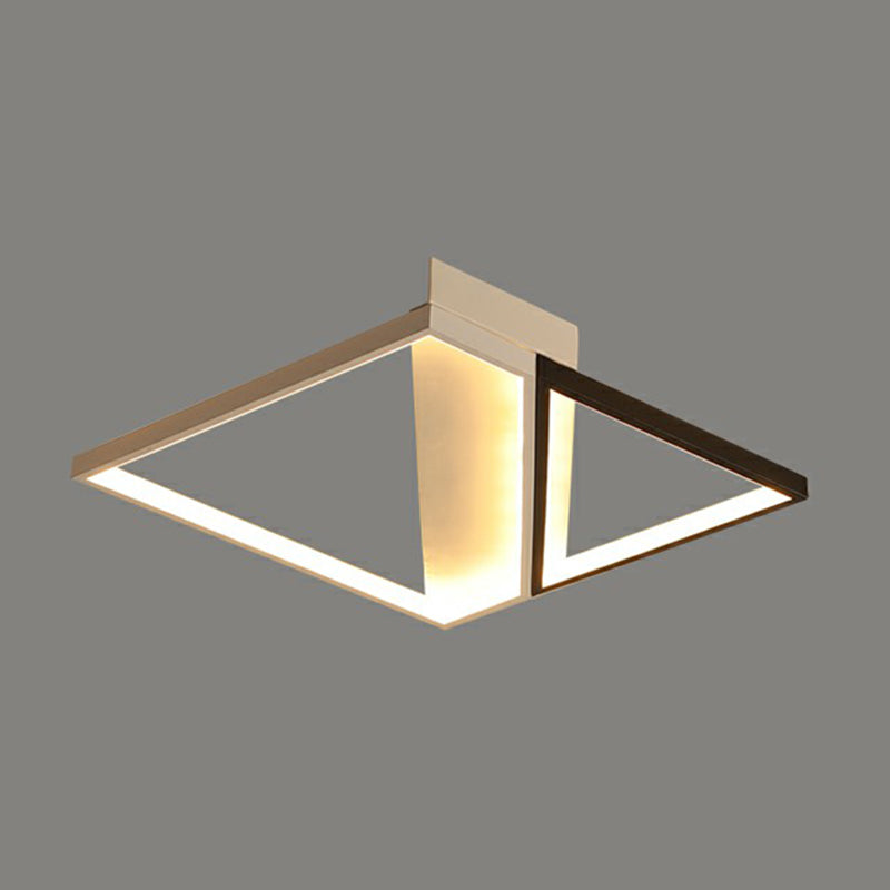 Rectangle Lounge LED Ceiling Light Acrylic Modernism Flush Mount Light in Black and White Black 24.5" Natural Clearhalo 'Ceiling Lights' 'Close To Ceiling Lights' 'Close to ceiling' 'Flush mount' Lighting' 2336399