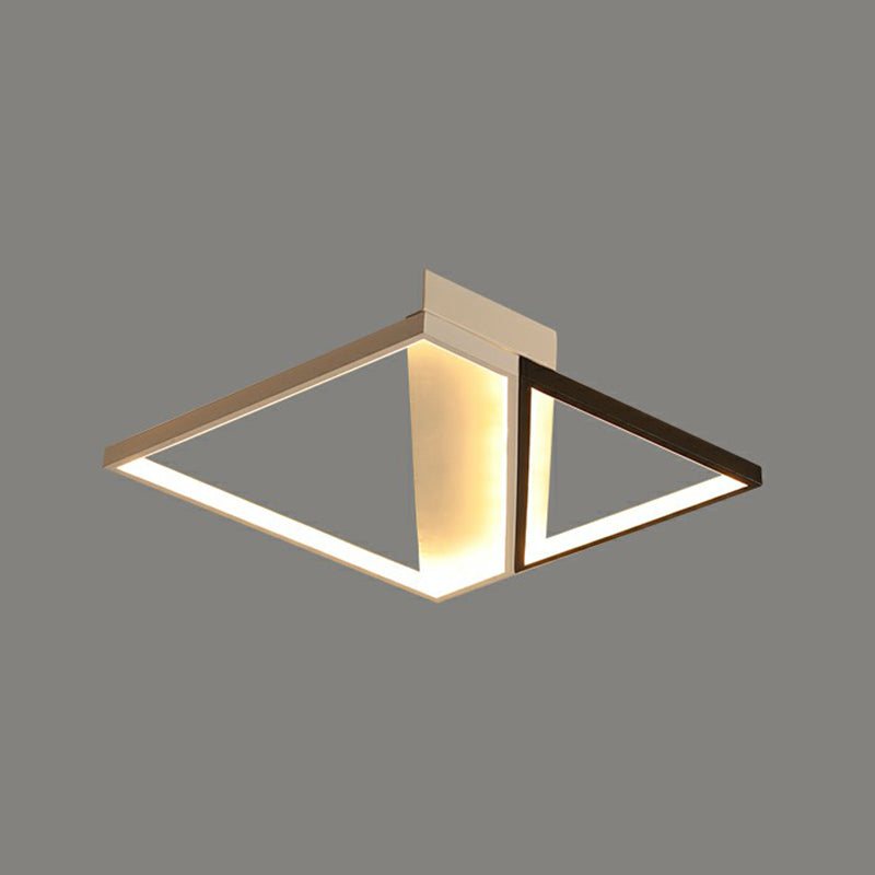 Rectangle Lounge LED Ceiling Light Acrylic Modernism Flush Mount Light in Black and White Black 20.5" Natural Clearhalo 'Ceiling Lights' 'Close To Ceiling Lights' 'Close to ceiling' 'Flush mount' Lighting' 2336403