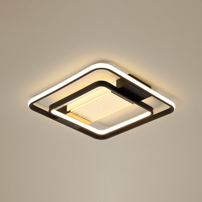 Black Finish Rectangle LED Flush Light Minimalist Acrylic Ceiling Mount Lamp for Living Room Black 20.5" Clearhalo 'Ceiling Lights' 'Close To Ceiling Lights' 'Close to ceiling' 'Flush mount' Lighting' 2336432