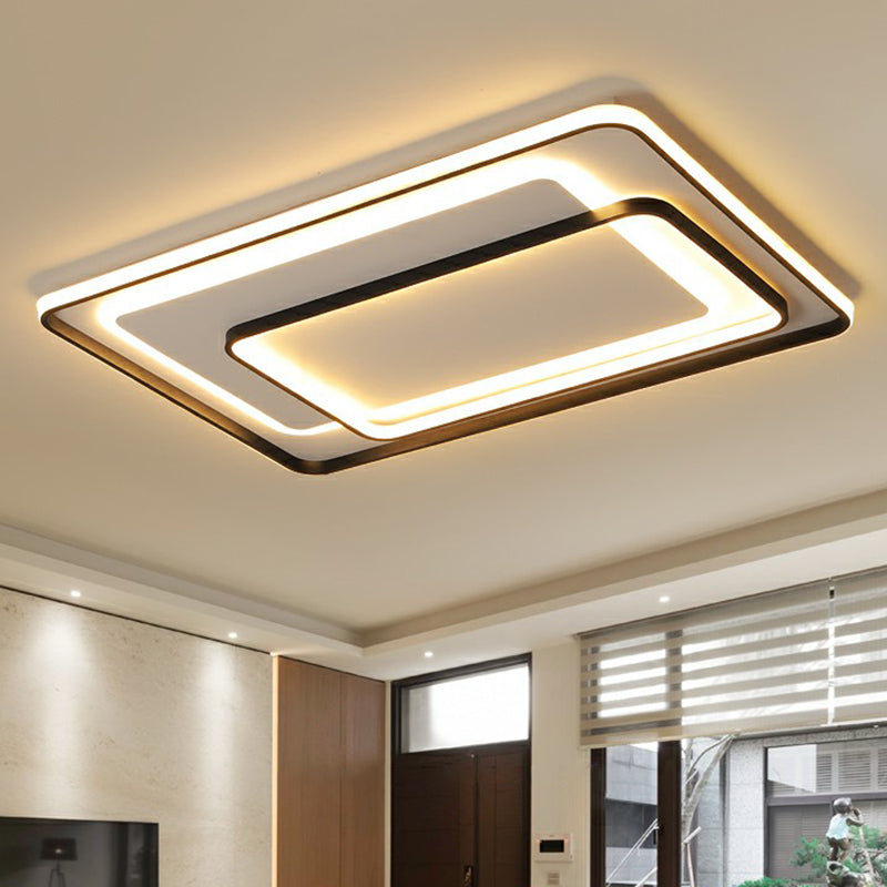 Minimalism LED Ceiling Lamp Black Rectangular Flush-Mount Light Fixture with Acrylic Shade Clearhalo 'Ceiling Lights' 'Close To Ceiling Lights' 'Close to ceiling' 'Flush mount' Lighting' 2336445