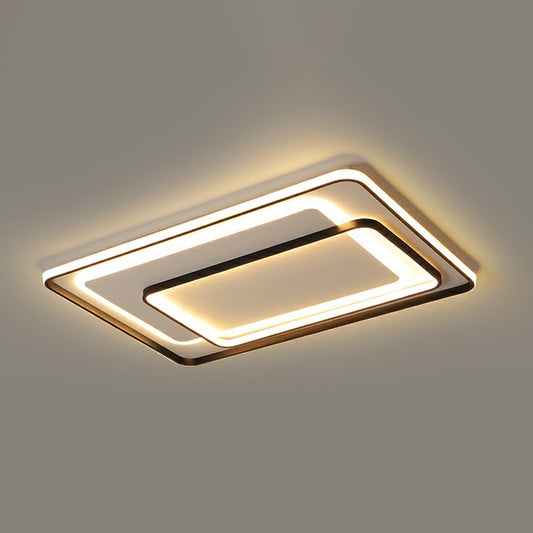 Minimalism LED Ceiling Lamp Black Rectangular Flush-Mount Light Fixture with Acrylic Shade Black 43" Third Gear Clearhalo 'Ceiling Lights' 'Close To Ceiling Lights' 'Close to ceiling' 'Flush mount' Lighting' 2336449