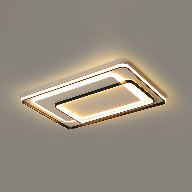 Minimalism LED Ceiling Lamp Black Rectangular Flush-Mount Light Fixture with Acrylic Shade Black 35.5" Remote Control Stepless Dimming Clearhalo 'Ceiling Lights' 'Close To Ceiling Lights' 'Close to ceiling' 'Flush mount' Lighting' 2336450