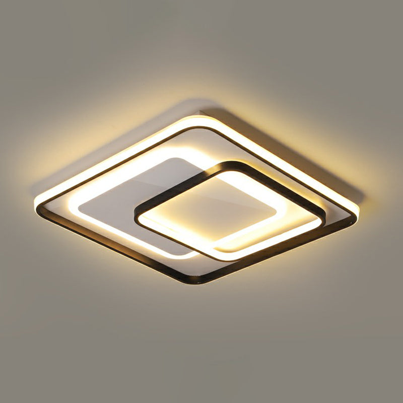 Minimalism LED Ceiling Lamp Black Rectangular Flush-Mount Light Fixture with Acrylic Shade Black 20.5" White Clearhalo 'Ceiling Lights' 'Close To Ceiling Lights' 'Close to ceiling' 'Flush mount' Lighting' 2336457