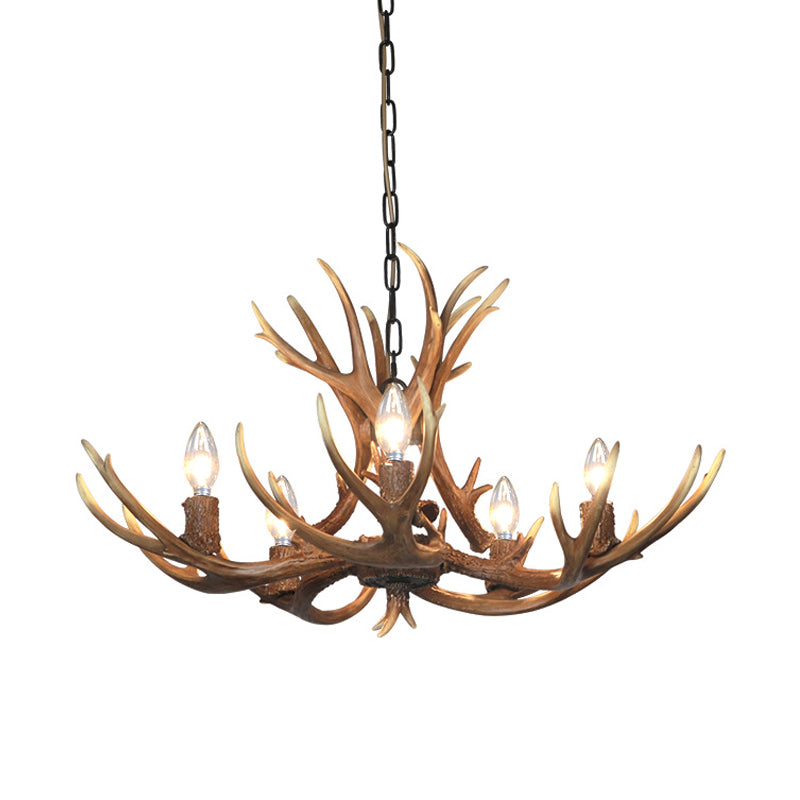 Traditional Candelabra Hanging Pendant 3/5/6 Lights Resin Ceiling Chandelier in Khaki for Living Room Clearhalo 'Ceiling Lights' 'Chandeliers' Lighting' options 233646