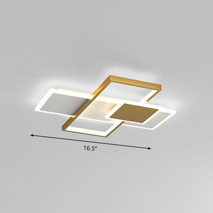 Overlap Ceiling Mounted Light Modern Stylish Metal Bedroom Flush Mount Lighting Fixture Gold 16.5" Clearhalo 'Ceiling Lights' 'Close To Ceiling Lights' 'Close to ceiling' 'Flush mount' Lighting' 2336469