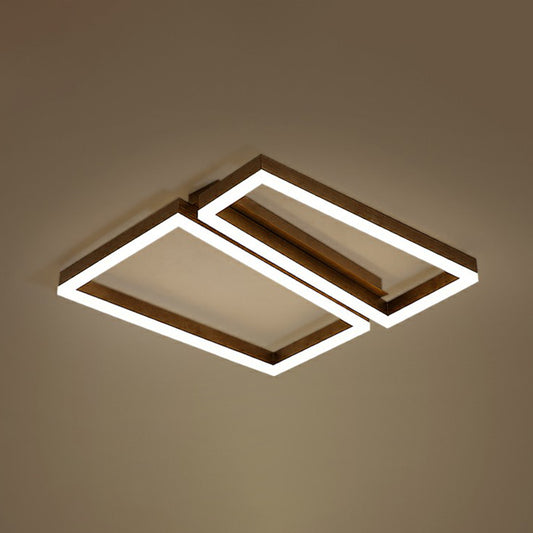 Trapezoid Metal LED Ceiling Mount Light Simple Coffee Finish Flushmount Lighting for Living Room Coffee 25.5" Clearhalo 'Ceiling Lights' 'Close To Ceiling Lights' 'Close to ceiling' 'Flush mount' Lighting' 2336476