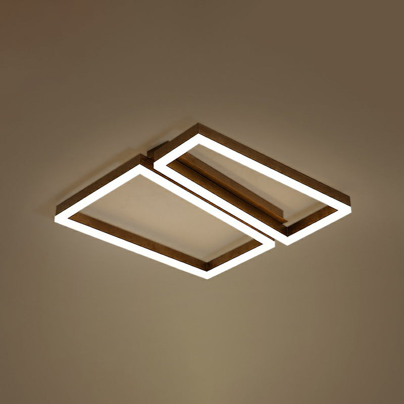 Trapezoid Metal LED Ceiling Mount Light Simple Coffee Finish Flushmount Lighting for Living Room Coffee 18" Clearhalo 'Ceiling Lights' 'Close To Ceiling Lights' 'Close to ceiling' 'Flush mount' Lighting' 2336477