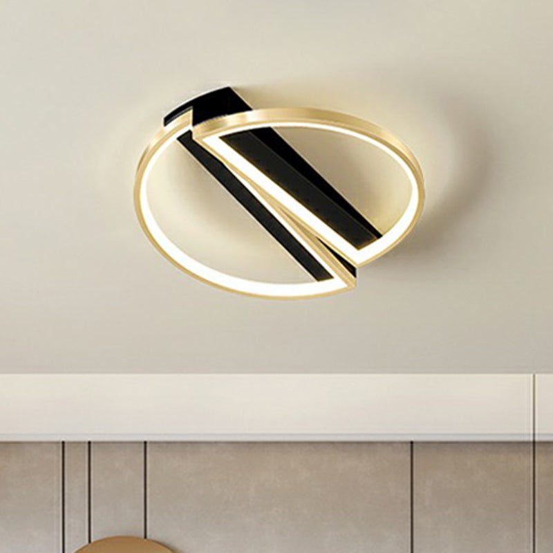 Geometrical Flush Ceiling Light Fixture Simplicity Acrylic Bedroom Flushmount in Black-Gold Clearhalo 'Ceiling Lights' 'Close To Ceiling Lights' 'Close to ceiling' 'Flush mount' Lighting' 2336478