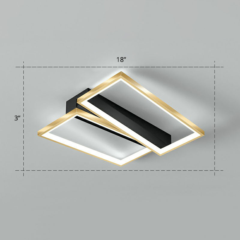 Geometrical Flush Ceiling Light Fixture Simplicity Acrylic Bedroom Flushmount in Black-Gold Gold White Rectangle Clearhalo 'Ceiling Lights' 'Close To Ceiling Lights' 'Close to ceiling' 'Flush mount' Lighting' 2336479