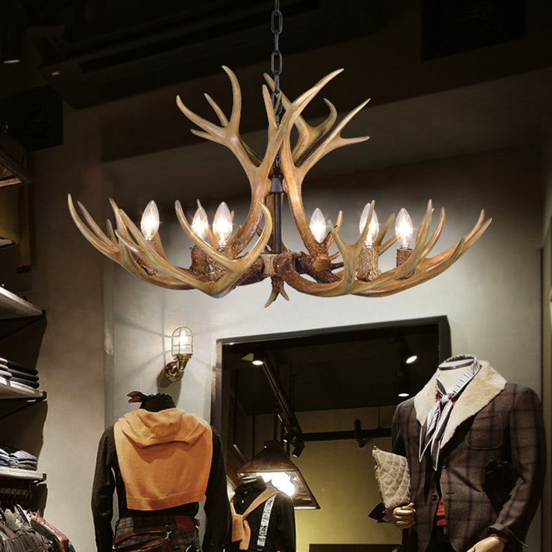 Traditional Candelabra Hanging Pendant 3/5/6 Lights Resin Ceiling Chandelier in Khaki for Living Room Clearhalo 'Ceiling Lights' 'Chandeliers' Lighting' options 233648