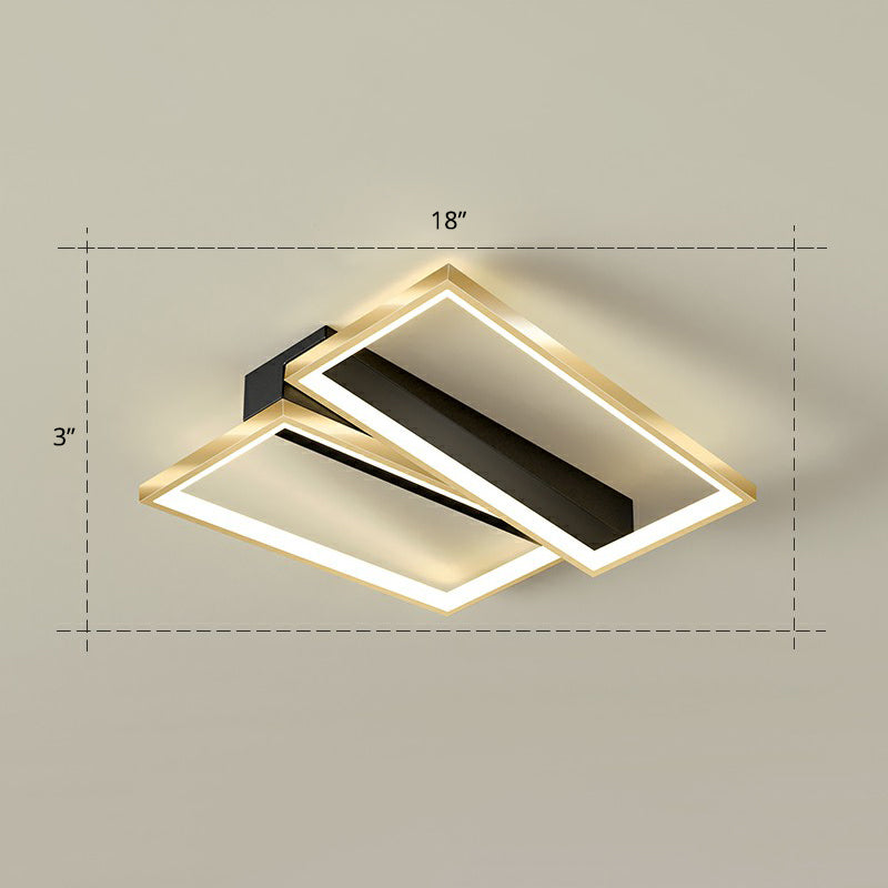 Geometrical Flush Ceiling Light Fixture Simplicity Acrylic Bedroom Flushmount in Black-Gold Gold Warm Rectangle Clearhalo 'Ceiling Lights' 'Close To Ceiling Lights' 'Close to ceiling' 'Flush mount' Lighting' 2336481