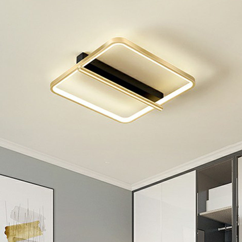 Geometrical Flush Ceiling Light Fixture Simplicity Acrylic Bedroom Flushmount in Black-Gold Clearhalo 'Ceiling Lights' 'Close To Ceiling Lights' 'Close to ceiling' 'Flush mount' Lighting' 2336482
