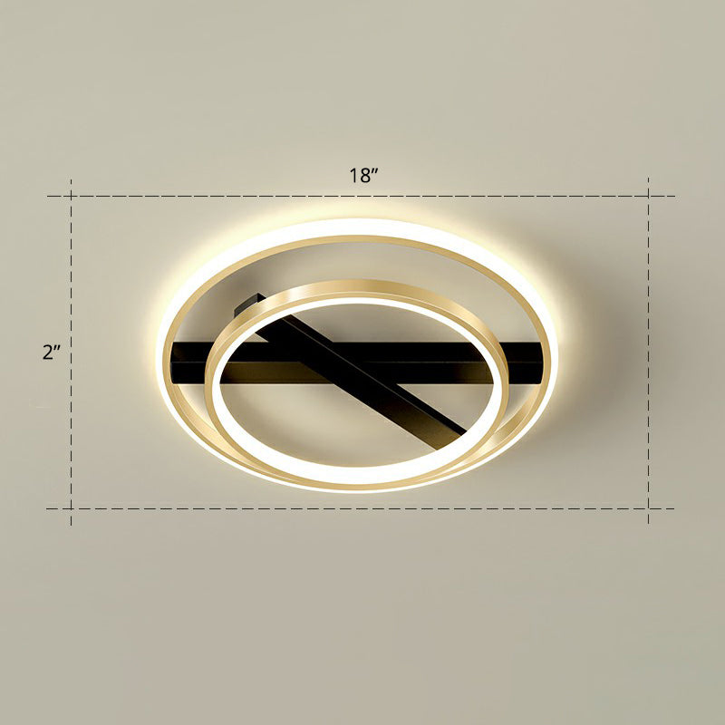 Geometrical Flush Ceiling Light Fixture Simplicity Acrylic Bedroom Flushmount in Black-Gold Gold Warm Circle Clearhalo 'Ceiling Lights' 'Close To Ceiling Lights' 'Close to ceiling' 'Flush mount' Lighting' 2336486