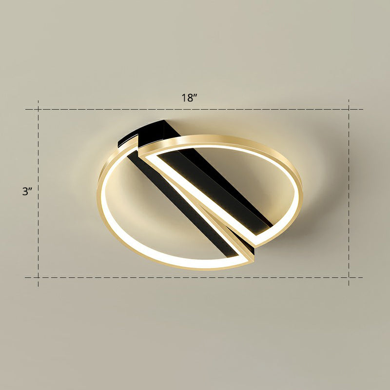 Geometrical Flush Ceiling Light Fixture Simplicity Acrylic Bedroom Flushmount in Black-Gold Gold Warm Semicircle Clearhalo 'Ceiling Lights' 'Close To Ceiling Lights' 'Close to ceiling' 'Flush mount' Lighting' 2336490