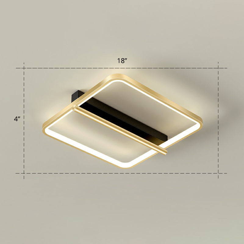Geometrical Flush Ceiling Light Fixture Simplicity Acrylic Bedroom Flushmount in Black-Gold Gold Warm Square Plate Clearhalo 'Ceiling Lights' 'Close To Ceiling Lights' 'Close to ceiling' 'Flush mount' Lighting' 2336493