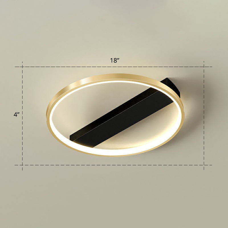 Geometrical Flush Ceiling Light Fixture Simplicity Acrylic Bedroom Flushmount in Black-Gold Gold Warm Round Clearhalo 'Ceiling Lights' 'Close To Ceiling Lights' 'Close to ceiling' 'Flush mount' Lighting' 2336495
