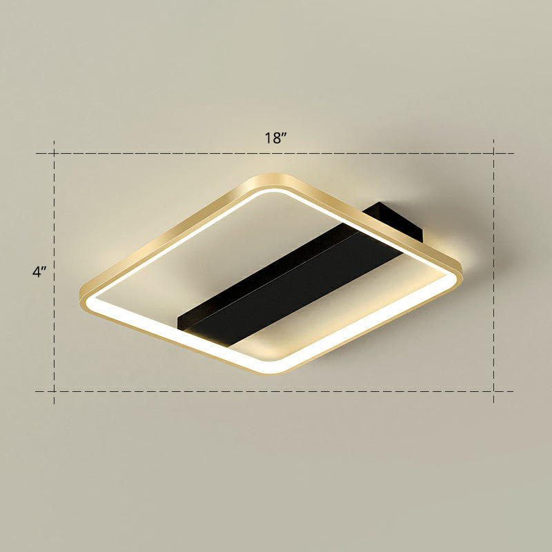 Geometrical Flush Ceiling Light Fixture Simplicity Acrylic Bedroom Flushmount in Black-Gold Gold Warm Square Clearhalo 'Ceiling Lights' 'Close To Ceiling Lights' 'Close to ceiling' 'Flush mount' Lighting' 2336499