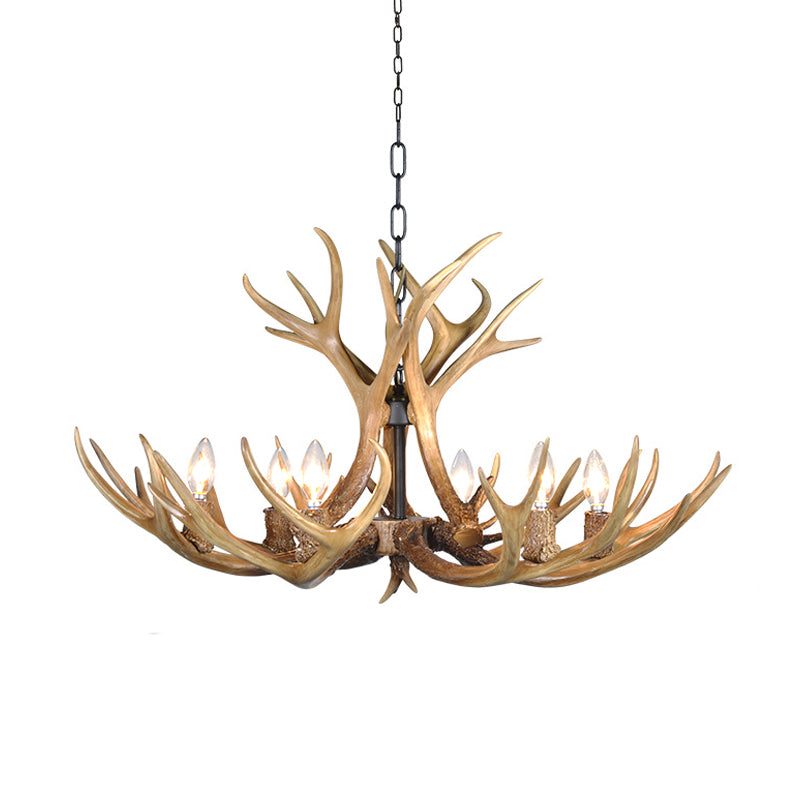 Traditional Candelabra Hanging Pendant 3/5/6 Lights Resin Ceiling Chandelier in Khaki for Living Room Clearhalo 'Ceiling Lights' 'Chandeliers' Lighting' options 233650