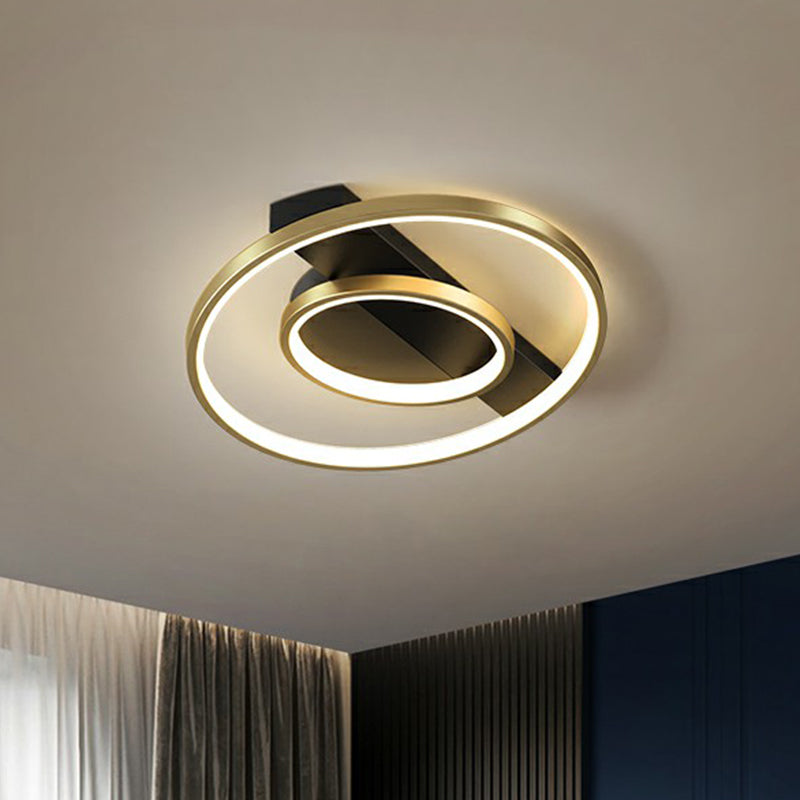 Gold Finish Round Led Flush Ceiling Light Modern Metallic Flushmount Lighting for Bedroom Clearhalo 'Ceiling Lights' 'Close To Ceiling Lights' 'Close to ceiling' 'Flush mount' Lighting' 2336501