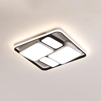 Rectangle Flush-Mount Light Fixture Modern Acrylic Black Ceiling Mount Light for Living Room Black 19.5" Clearhalo 'Ceiling Lights' 'Close To Ceiling Lights' 'Close to ceiling' 'Flush mount' Lighting' 2336524