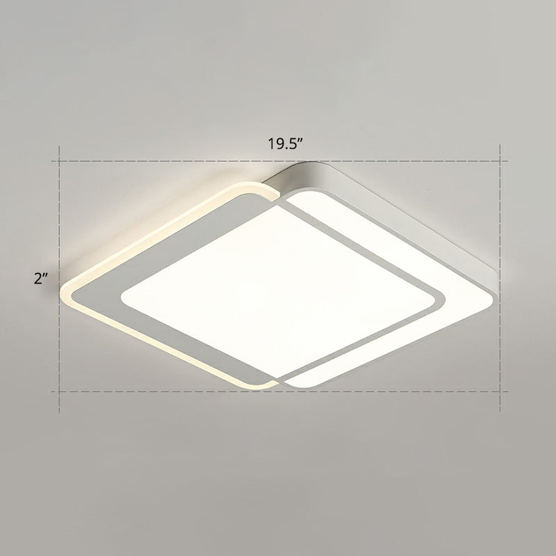 White Rectangular Flush Mount Led Light Minimalism Metal Ceiling Light ...