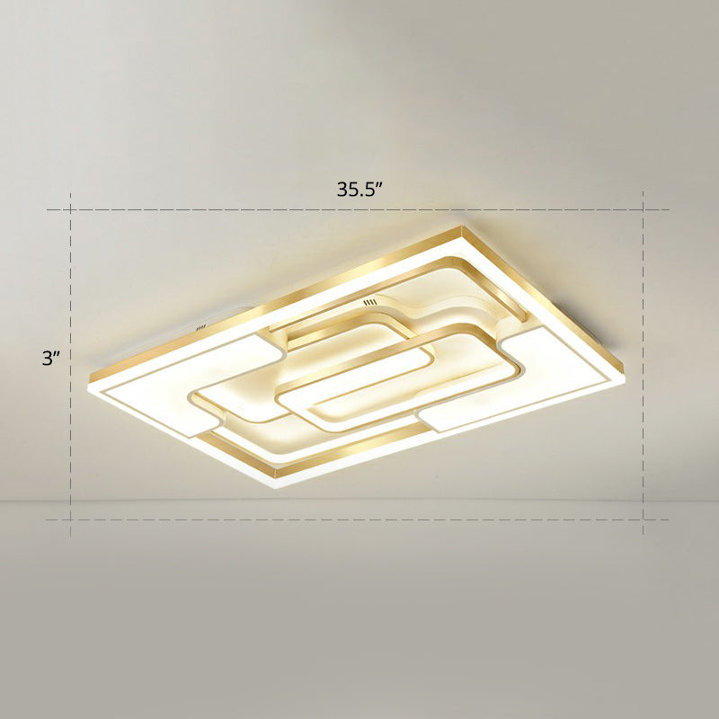 Metallic Frame Flush Mount Ceiling Light Modern Golden LED Flush Light for Living Room - Gold - 35.5" - Warm - Clearhalo - 'Ceiling Lights' - 'Close To Ceiling Lights' - 'Close to ceiling' - 'Flush mount' - Lighting' - 2336660