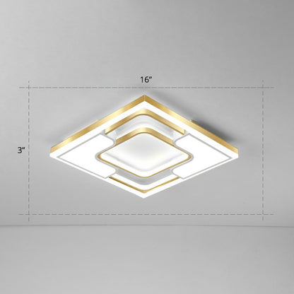 Metallic Frame Flush Mount Ceiling Light Modern Golden LED Flush Light for Living Room Gold 16" White Clearhalo 'Ceiling Lights' 'Close To Ceiling Lights' 'Close to ceiling' 'Flush mount' Lighting' 2336664
