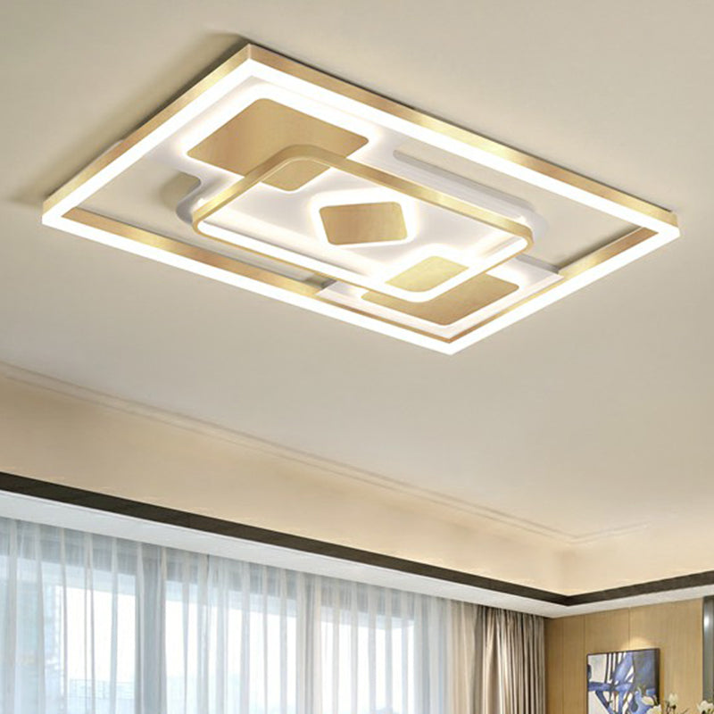 Contemporary LED Ceiling Flush Mount Gold Rectangular Flush Light Fixture with Acrylic Shade Clearhalo 'Ceiling Lights' 'Close To Ceiling Lights' 'Close to ceiling' 'Flush mount' Lighting' 2336667