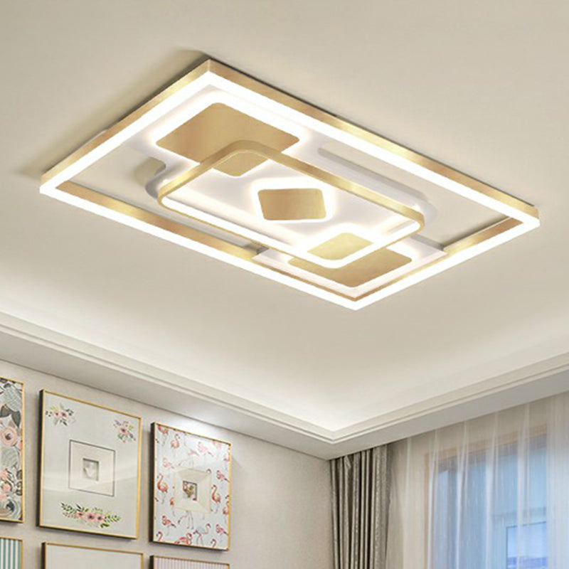 Contemporary LED Ceiling Flush Mount Gold Rectangular Flush Light Fixture with Acrylic Shade Clearhalo 'Ceiling Lights' 'Close To Ceiling Lights' 'Close to ceiling' 'Flush mount' Lighting' 2336671
