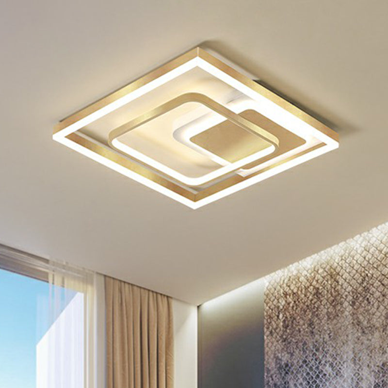 Contemporary LED Ceiling Flush Mount Gold Rectangular Flush Light Fixture with Acrylic Shade Clearhalo 'Ceiling Lights' 'Close To Ceiling Lights' 'Close to ceiling' 'Flush mount' Lighting' 2336675