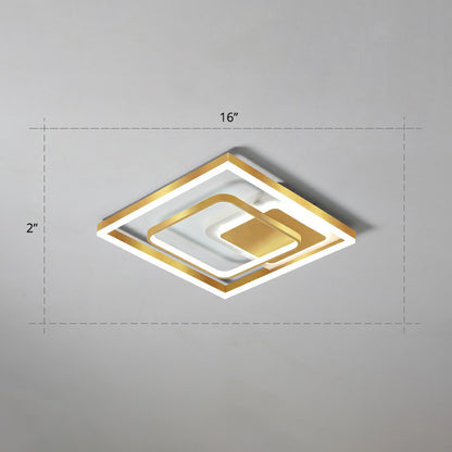 Contemporary LED Ceiling Flush Mount Gold Rectangular Flush Light Fixture with Acrylic Shade Gold 16" White Clearhalo 'Ceiling Lights' 'Close To Ceiling Lights' 'Close to ceiling' 'Flush mount' Lighting' 2336681