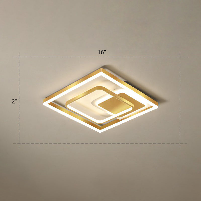Contemporary LED Ceiling Flush Mount Gold Rectangular Flush Light Fixture with Acrylic Shade Gold 16" Warm Clearhalo 'Ceiling Lights' 'Close To Ceiling Lights' 'Close to ceiling' 'Flush mount' Lighting' 2336683