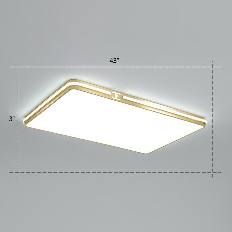 Rectangle Acrylic LED Flush Mount Lamp Contemporary Gold Finish Ceiling Flush Light Gold 43" White Clearhalo 'Ceiling Lights' 'Close To Ceiling Lights' 'Close to ceiling' 'Flush mount' Lighting' 2336716