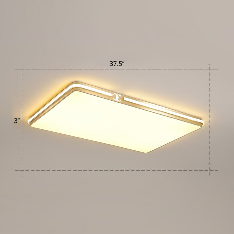 Rectangle Acrylic LED Flush Mount Lamp Contemporary Gold Finish Ceiling Flush Light Gold 37.5" Warm Clearhalo 'Ceiling Lights' 'Close To Ceiling Lights' 'Close to ceiling' 'Flush mount' Lighting' 2336725