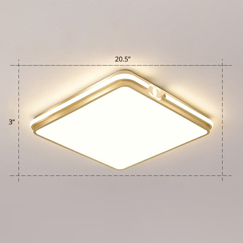 Rectangle Acrylic LED Flush Mount Lamp Contemporary Gold Finish Ceiling Flush Light Gold 20.5" Remote Control Stepless Dimming Clearhalo 'Ceiling Lights' 'Close To Ceiling Lights' 'Close to ceiling' 'Flush mount' Lighting' 2336727