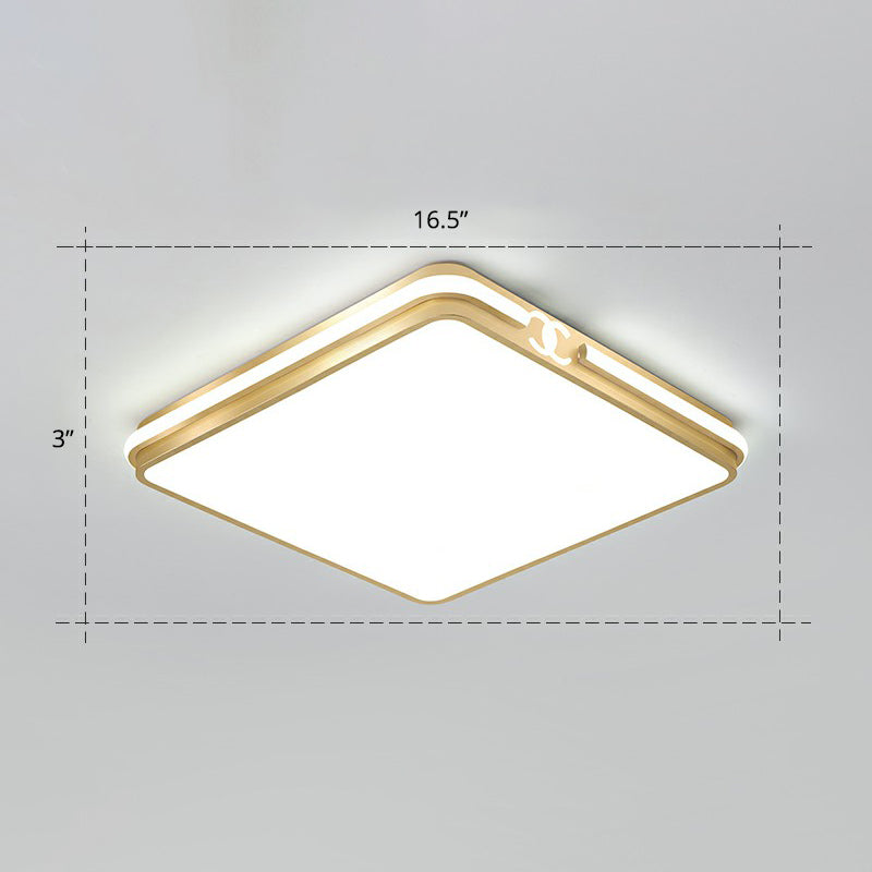 Rectangle Acrylic LED Flush Mount Lamp Contemporary Gold Finish Ceiling Flush Light Gold 16.5" White Clearhalo 'Ceiling Lights' 'Close To Ceiling Lights' 'Close to ceiling' 'Flush mount' Lighting' 2336729